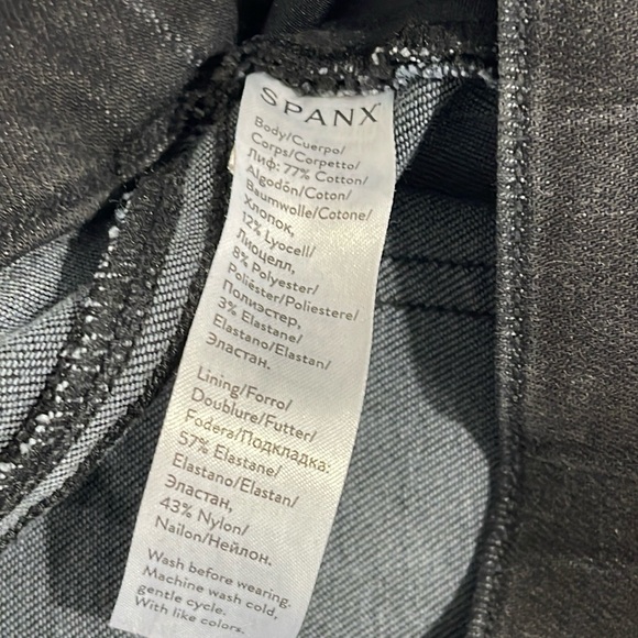 Spanx size medium black tummy control Jean leggings distressed raw hem - Picture 11 of 16